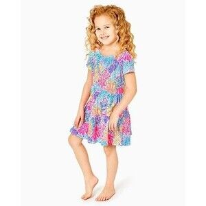 Lilly Pulitzer Girls Mini Geanna Swing Dress Short Sleeve Print S 4-5 YRS 281025